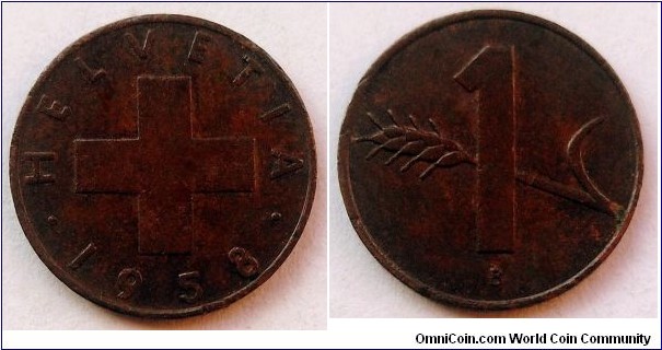 Switzerland 1 rappen.
1958 B (II)