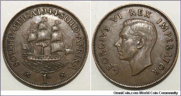 1 Penny (Union of South Africa / King George VI // Copper 9.45g /*)