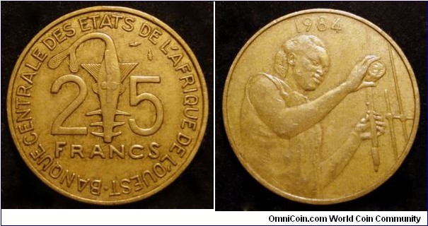 West African States 25 francs. 1984