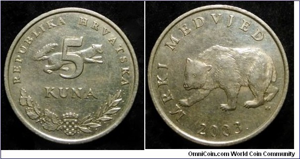 Croatia 5 kuna.
2003