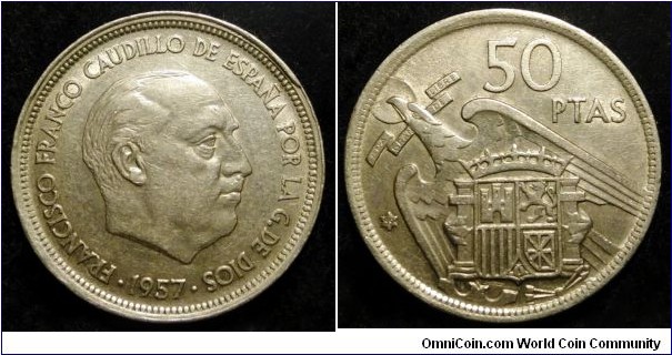 Spain 50 pesetas.
1957 (1959)
