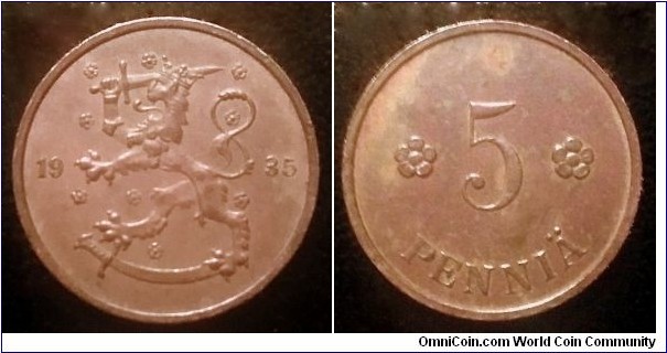 Finland 5 pennia.
1935