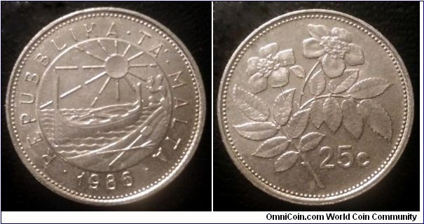 Malta 25 cents.
1986