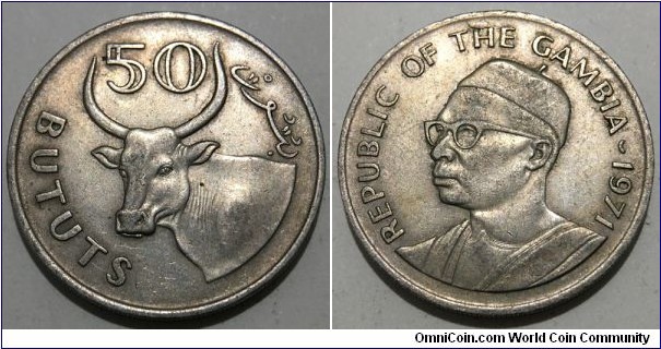 50 Bututs (Republic of the Gambia // Copper-Nickel 75-25) 
