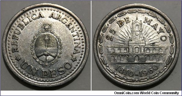 1 Peso (Argentine Republic / 150th Anniversary of the May Revolution 25th May, 1810 // Nickel clad Steel) 