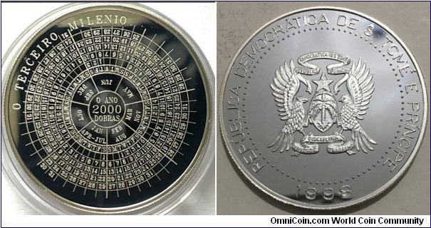 2000 Dobras (Democratic Republic of Sao Tome and Principe / Third Christian Millennium // SILVER 0.925 / 25g / ⌀38mm / Rare, Mintage: 5000 pcs) 