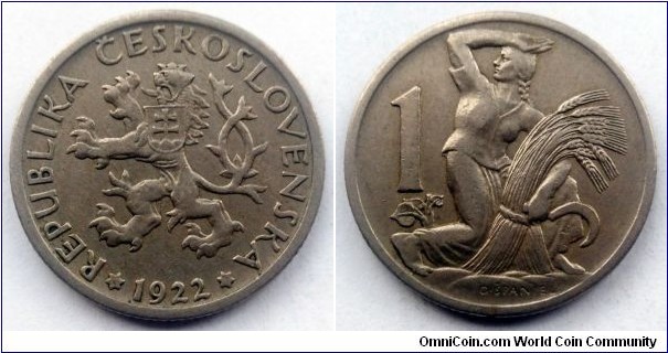 Czechoslovakia 1 koruna. 1922