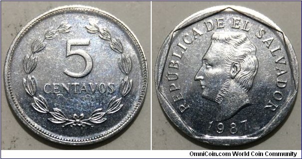 5 Centavos (Republic of El Salvador - Civil War 1979-1992 // Stainless Steel) 
