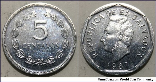 5 Centavos (Republic of El Salvador - Civil War 1979-1992 // Stainless Steel) 