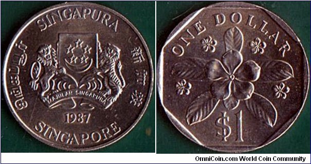 Singapore 1987 1 Dollar.