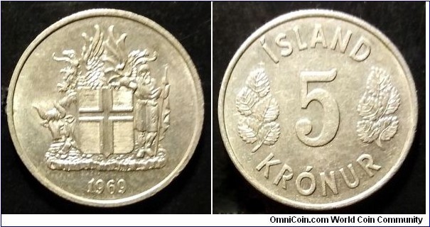 Iceland 5 krónur.
1969