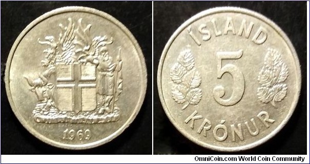 Iceland 5 krónur.
1969