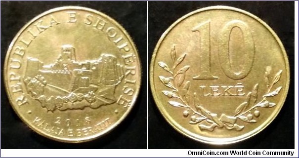 Albania 10 leke.
2018, Brass plated steel.