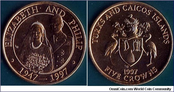 Turks & Caicos Islands 1997 5 Crowns.