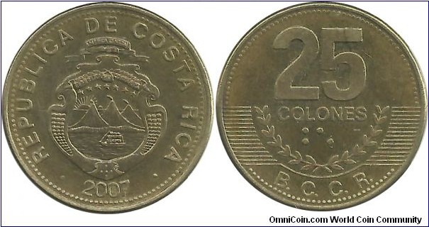 CostaRica 25 Colones 2007