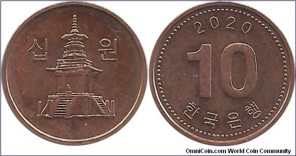 Korea-South 10 Won 2020 (copper clad aluminum)