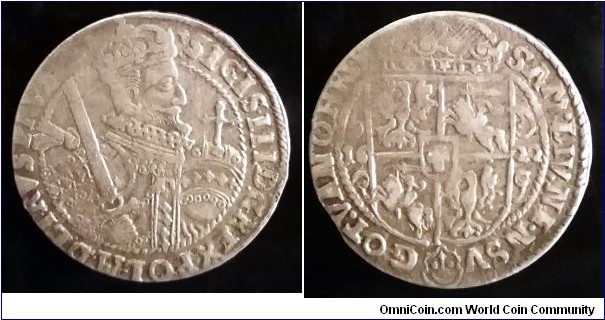 Polish–Lithuanian Commonwealth Ort koronny (18 groszy) Sigismund III Vasa. Ag 688. Mint Bydgoszcz (Bromberg) 