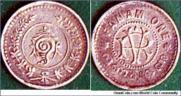 Travancore N.D. (1901) 1 Fanam.