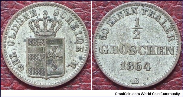 German States Oldenburg silver half groschen B Mint Mark