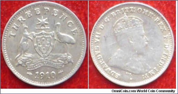 1910 Australia 3d Edward VII (1841–1910)