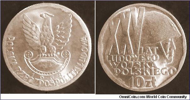 Poland 10 złotych.
1968, 25th Anniversary of Polish Army. UNC condition.