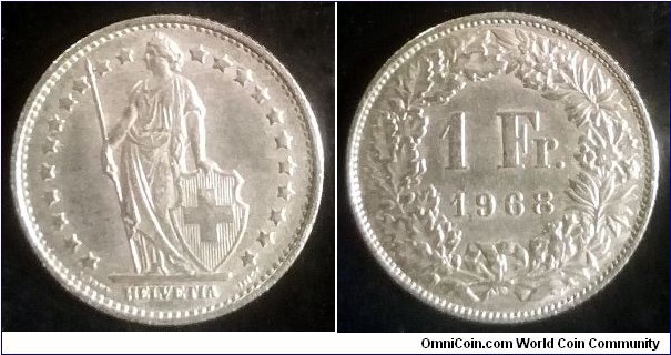 Switzerland 1 franc.
1968