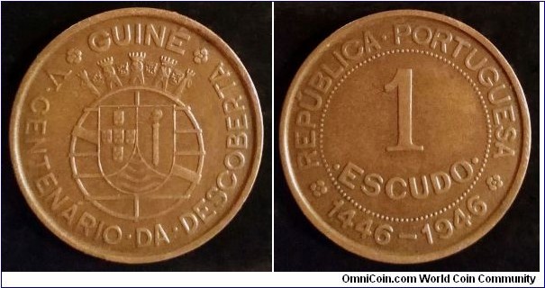 Portuguese Guinea 1 escudo. 1946, 500th Anniversary of Discovery.