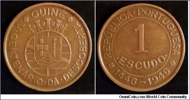Portuguese Guinea 1 escudo. 1946, 500th Anniversary of Discovery.
