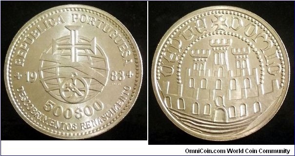 Portugal 500 escudos.
1983, XVII European Art Exhibition. Ag 835. Weight: 7g.

