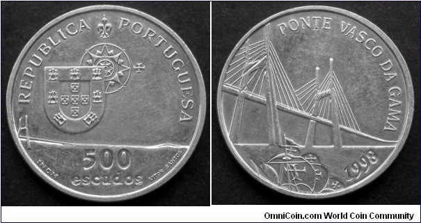 Portugal 500 escudos.
1998, Opening of the Vasco da Gama Bridge. Ag 500. Weight: 14g.