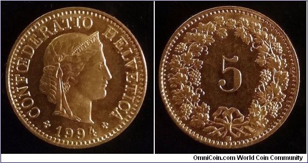 Switzerland 5 rappen.
1994 B