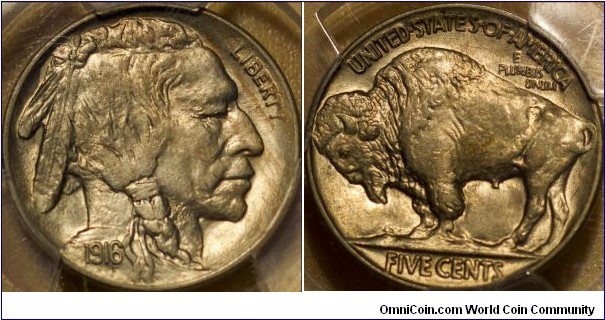 PCGS AU58 1916 BUFFALO NICKEL