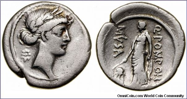 Denar - Obverse: Apollo. Reverse: Urania