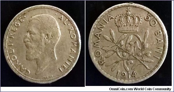 Romania 50 bani.
1914, Carol I. Ag 835.