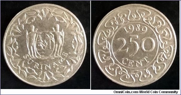 Suriname 250 cents.
1989