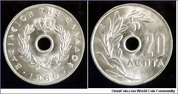Greece 20 lepta.
1969, Kremnica mint. Second piece in my collection.