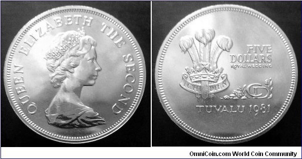 Tuvalu 5 dollars.
1981, Royal Wedding.