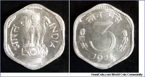 India 3 paise.
1971. Calcutta Mint.