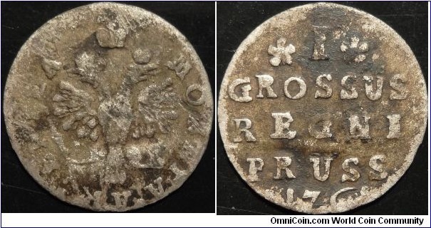 AR  Grossus 1761, struck for the use on occupied territories during the Russo/Prussian war. 
