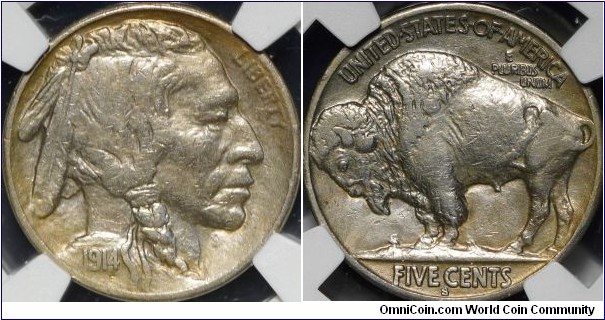 NGC XF Details 1914-S buffalo nickel 