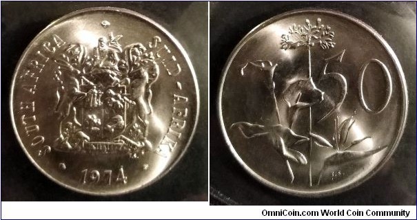 South Africa 50 cents from 1974 mint set.