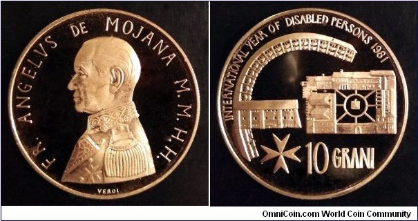 Order of Malta 10 grani. 1981, International Year of Disabled Persons.
Bronze. Proof. Mintage: 3.000 pcs.