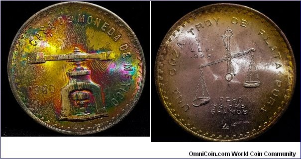 México 1980 silver ounce .
 Rainbow colors