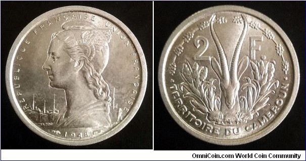 Cameroon (French mandate) 2 francs. 1948