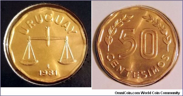 Uruguay 50 centesimos.
1981