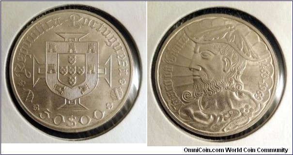 Portugal 50 escudos.
1969, 500th Anniversary of birth of Vasco da Gama. Ag 650. Weight; 18g. Diameter; 34mm. Mintage: 1.000.000 pcs.