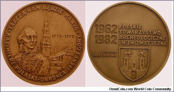 Medal - Polish Archeological and Numismatic Society. Kazimierz Pułaski.