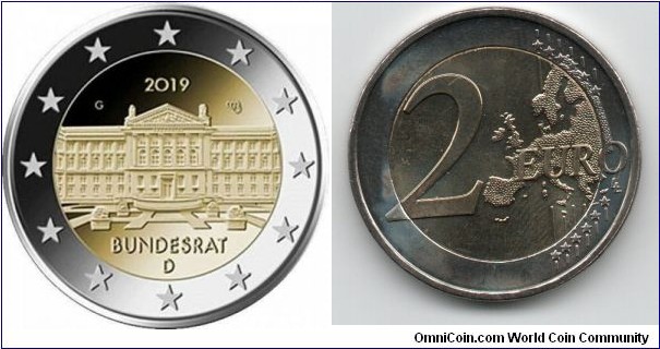 2 Euro Bundesrat Mint mark D