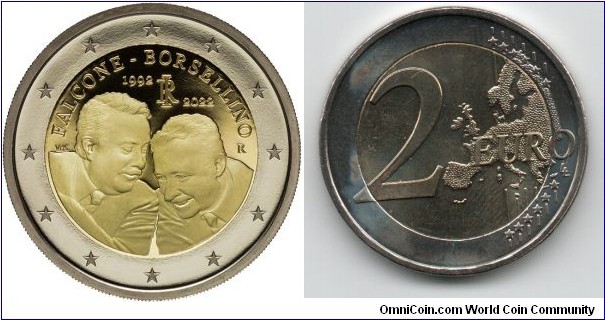 2 euro 30th Anniversary of the death of Judges Falcone Borsolino anti mafia corruption