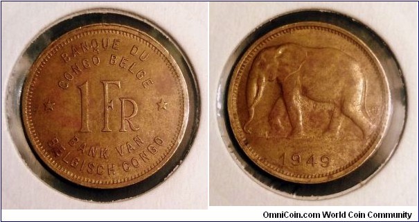 Belgian Congo 1 franc. 1949